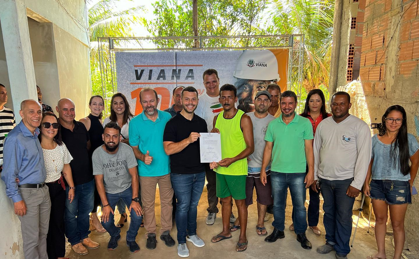 Vereadores de Viana participam de ordem de serviço em Bom Pastor 